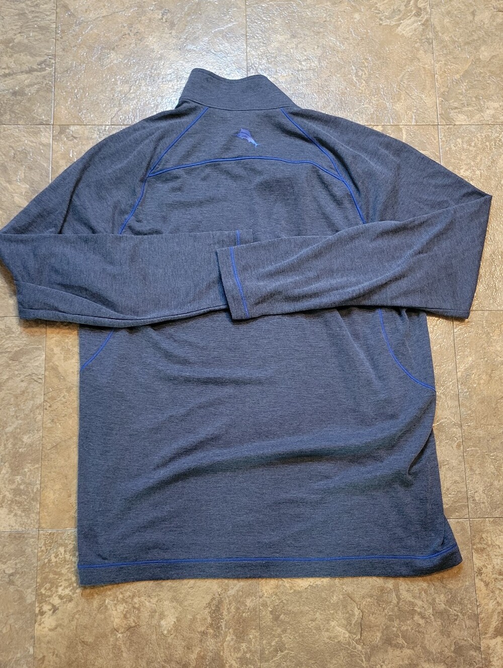 Tommy Bahama Island Zone Shirt Mens Large Gray Long Sleeve 1/4 Zip Pullover - Picture 2 of 9